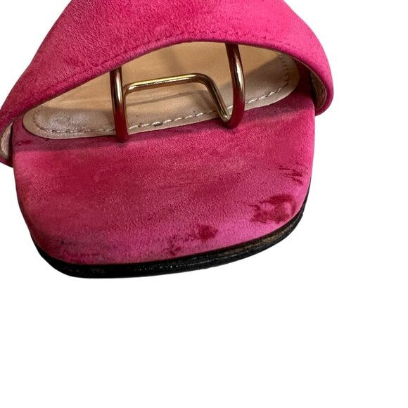 Prada high heel sandals pink suede 37.5 square toe ankle strap - Picture 12 of 15